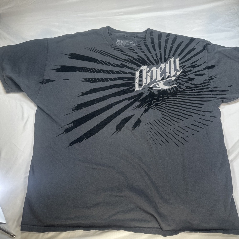 Vintage‎ O'Neill T-shirt Mens 2XL Gray Surf Skate Grunge Tribal Rising Sun Y2K